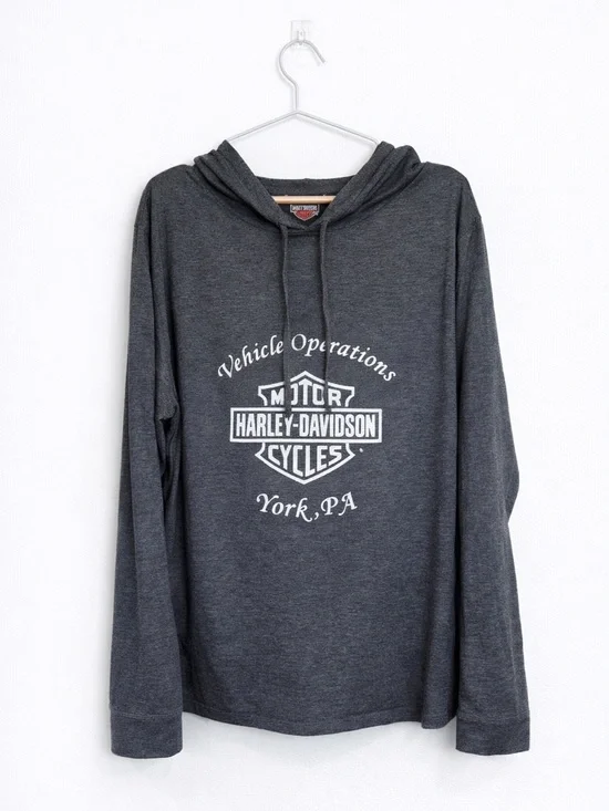 Harley-Davidson Lightweight Hoodie Gray Logo York PA XL - Picture 1 of 8